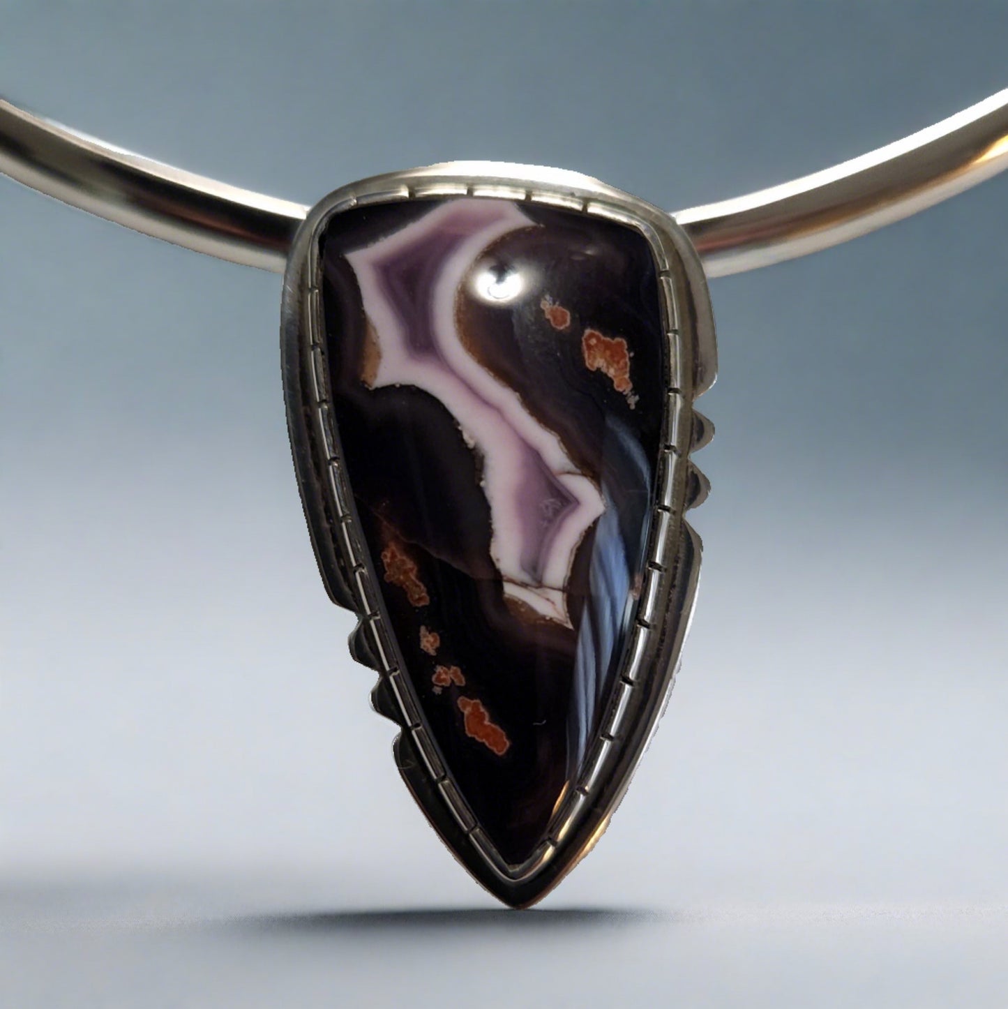 Purple Passion agate Sterling Silver collar pendant