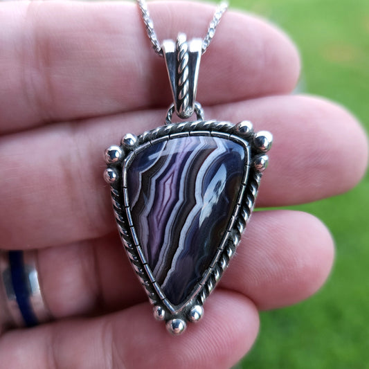 Purple Passion agate Sterling Silver dangle pendant